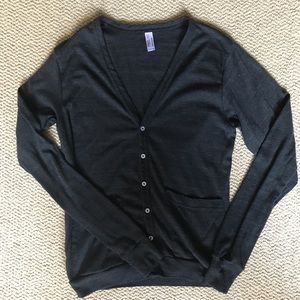 American Apparel Heather Black Cardigan Small